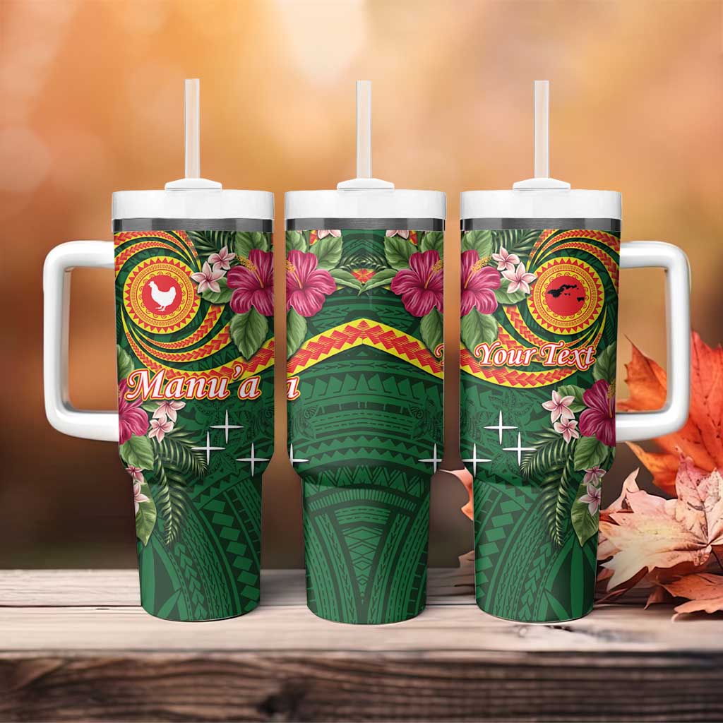 Personalised Manuʻa Tumbler With Handle Polynesian Art Tattoo Style and Tropical Plants LT03 - Polynesian Pride