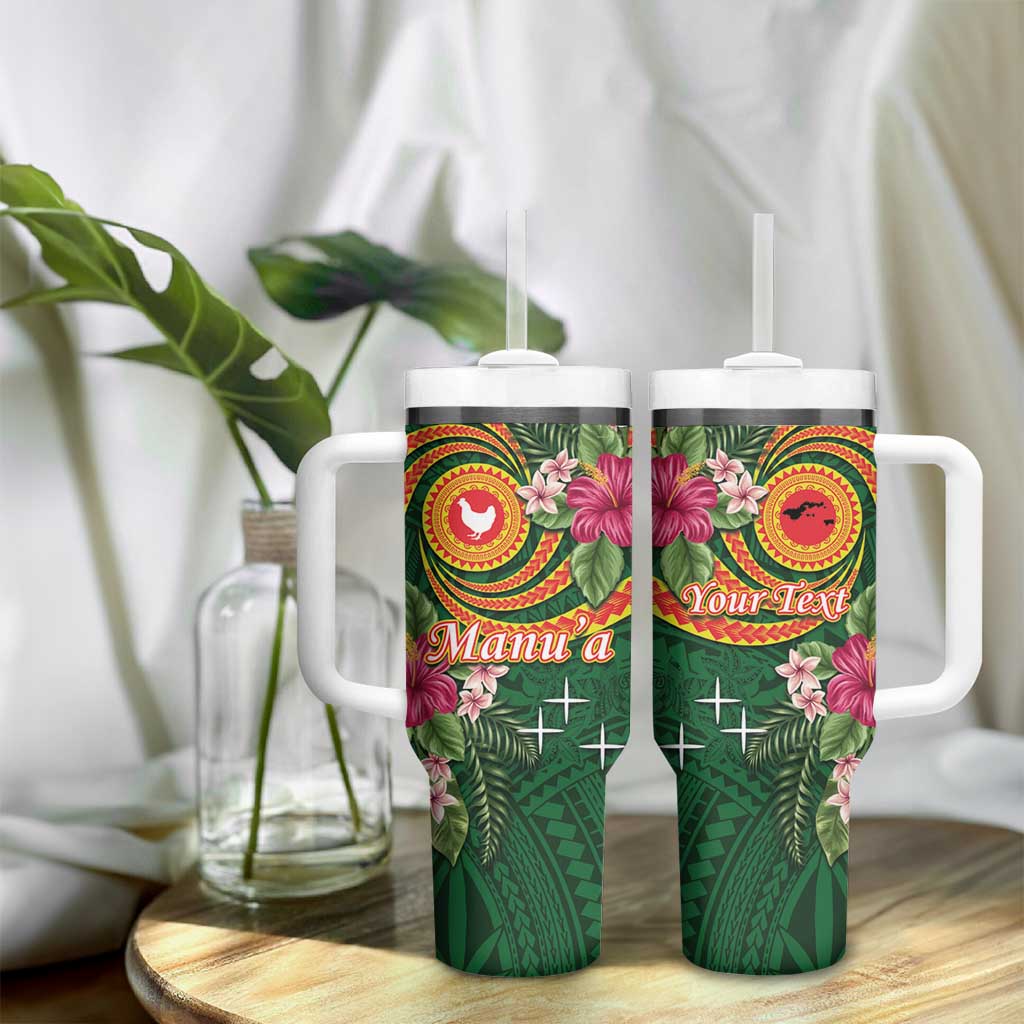 Personalised Manuʻa Tumbler With Handle Polynesian Art Tattoo Style and Tropical Plants LT03 - Polynesian Pride