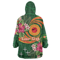 Personalised Manuʻa Islands Wearable Blanket Hoodie Polynesian Art Tattoo Style and Tropical Plants LT03 - Polynesian Pride