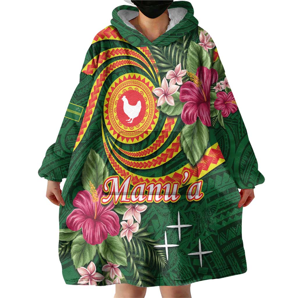 Personalised Manuʻa Islands Wearable Blanket Hoodie Polynesian Art Tattoo Style and Tropical Plants LT03 - Polynesian Pride