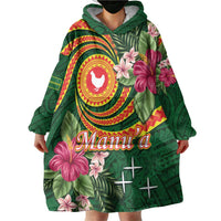 Personalised Manuʻa Islands Wearable Blanket Hoodie Polynesian Art Tattoo Style and Tropical Plants LT03 - Polynesian Pride