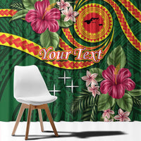 Personalised Manuʻa Islands Window Curtain Polynesian Art Tattoo Style and Tropical Plants LT03 - Polynesian Pride