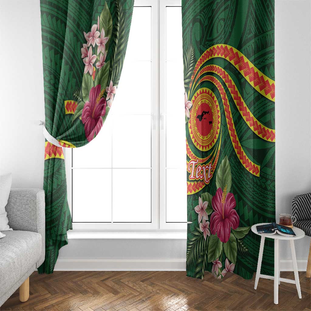 Personalised Manuʻa Islands Window Curtain Polynesian Art Tattoo Style and Tropical Plants LT03 - Polynesian Pride