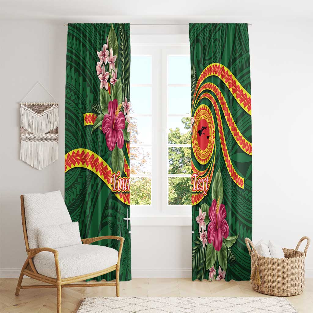 Personalised Manuʻa Islands Window Curtain Polynesian Art Tattoo Style and Tropical Plants LT03 - Polynesian Pride