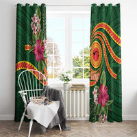 Personalised Manuʻa Islands Window Curtain Polynesian Art Tattoo Style and Tropical Plants LT03 - Polynesian Pride