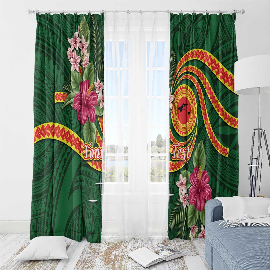 Personalised Manuʻa Islands Window Curtain Polynesian Art Tattoo Style and Tropical Plants LT03 - Polynesian Pride