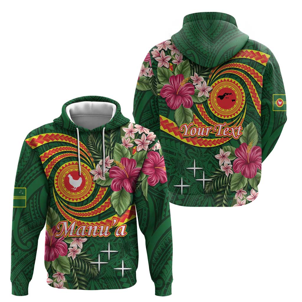 Manuʻa Islands Zip Hoodie Polynesian Art Tattoo Style and Tropical Plants