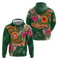 Manuʻa Islands Zip Hoodie Polynesian Art Tattoo Style and Tropical Plants