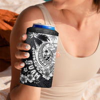 Hafa Adai Guam 4 in 1 Can Cooler Tumbler Polynesian Palm Tree Tattoo Hibiscus and Plumeria Art