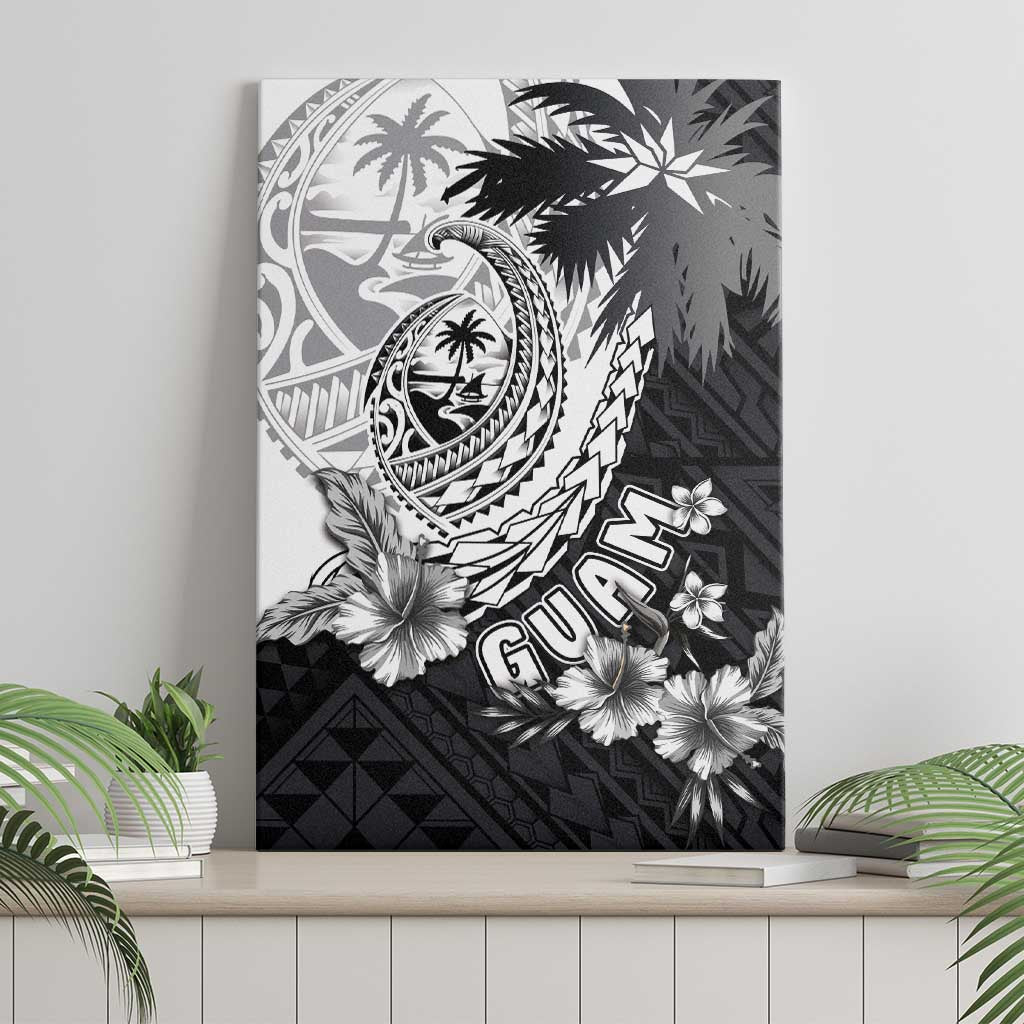 Hafa Adai Guam Canvas Wall Art Polynesian Palm Tree Tattoo Hibiscus and Plumeria Art