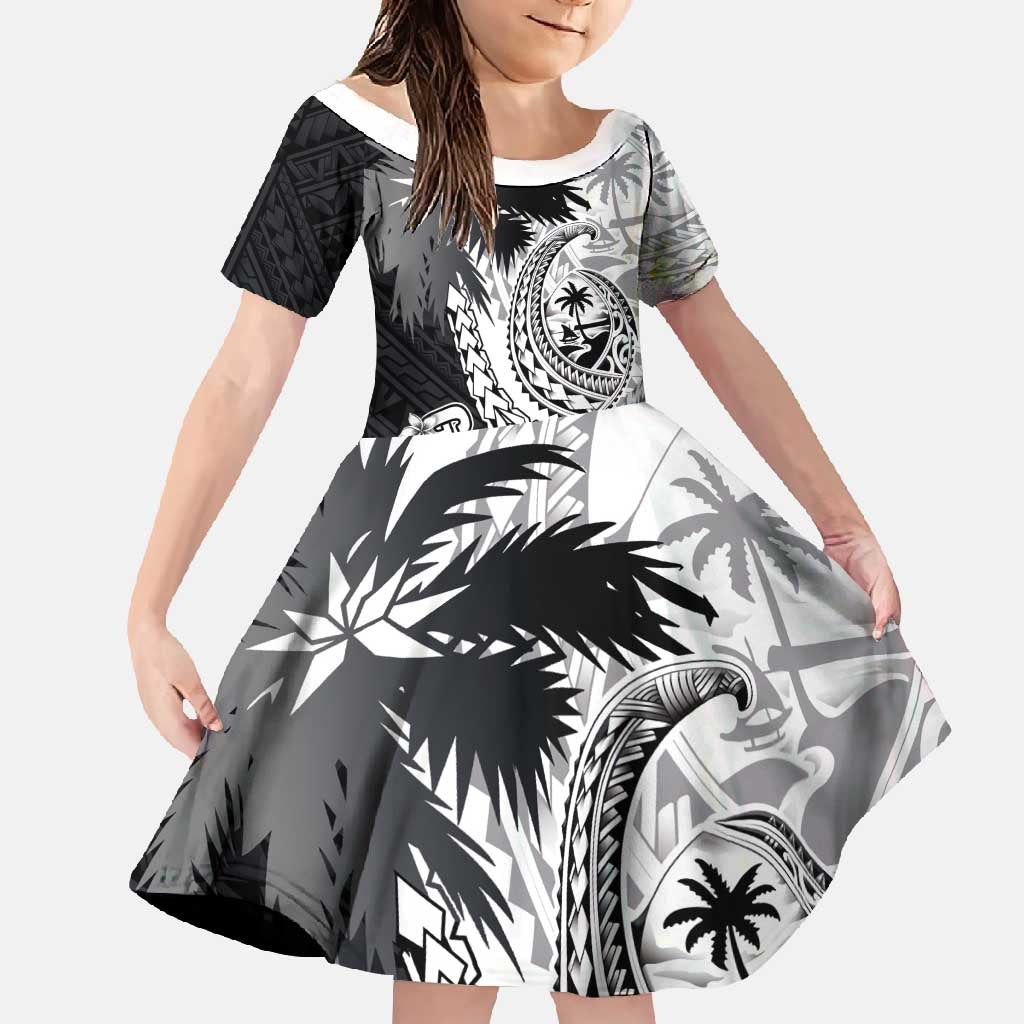 Hafa Adai Guam Family Matching Mermaid Dress and Hawaiian Shirt Polynesian Palm Tree Tattoo Hibiscus and Plumeria Art