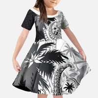 Hafa Adai Guam Family Matching Mermaid Dress and Hawaiian Shirt Polynesian Palm Tree Tattoo Hibiscus and Plumeria Art