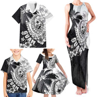 Hafa Adai Guam Family Matching Tank Maxi Dress and Hawaiian Shirt Polynesian Palm Tree Tattoo Hibiscus and Plumeria Art