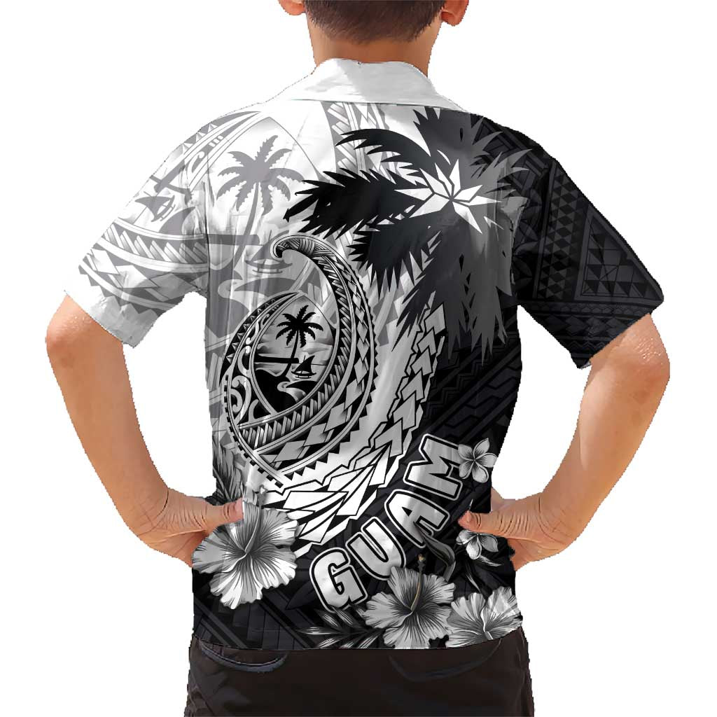 Hafa Adai Guam Hawaiian Shirt Polynesian Palm Tree Tattoo Hibiscus and Plumeria Art
