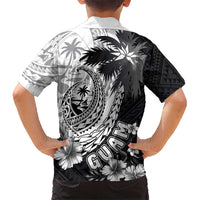 Hafa Adai Guam Hawaiian Shirt Polynesian Palm Tree Tattoo Hibiscus and Plumeria Art