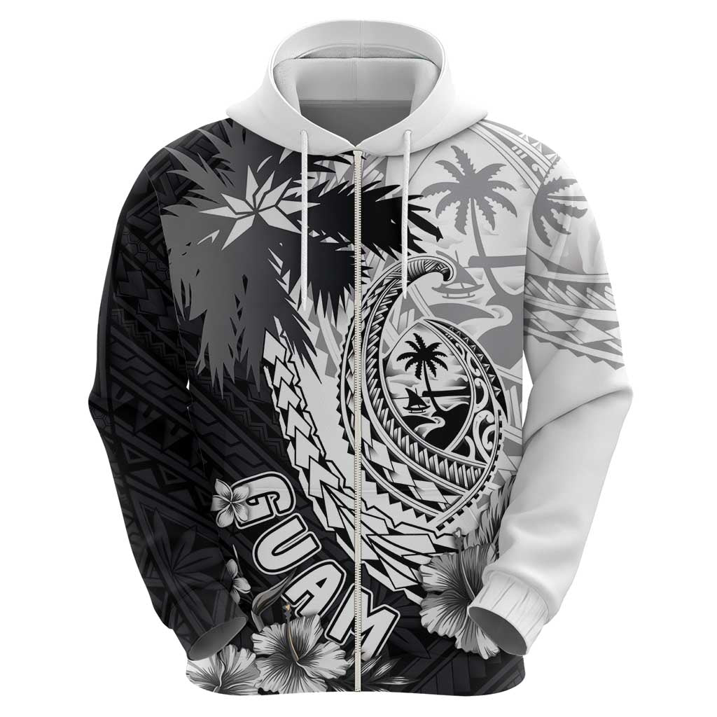 Hafa Adai Guam Hoodie Polynesian Palm Tree Tattoo Hibiscus and Plumeria Art