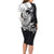 Hafa Adai Guam Long Sleeve Bodycon Dress Polynesian Palm Tree Tattoo Hibiscus and Plumeria Art