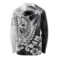 Hafa Adai Guam Long Sleeve Shirt Polynesian Palm Tree Tattoo Hibiscus and Plumeria Art