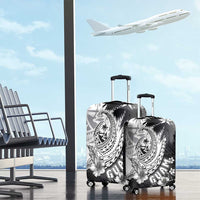 Hafa Adai Guam Luggage Cover Polynesian Palm Tree Tattoo Hibiscus and Plumeria Art