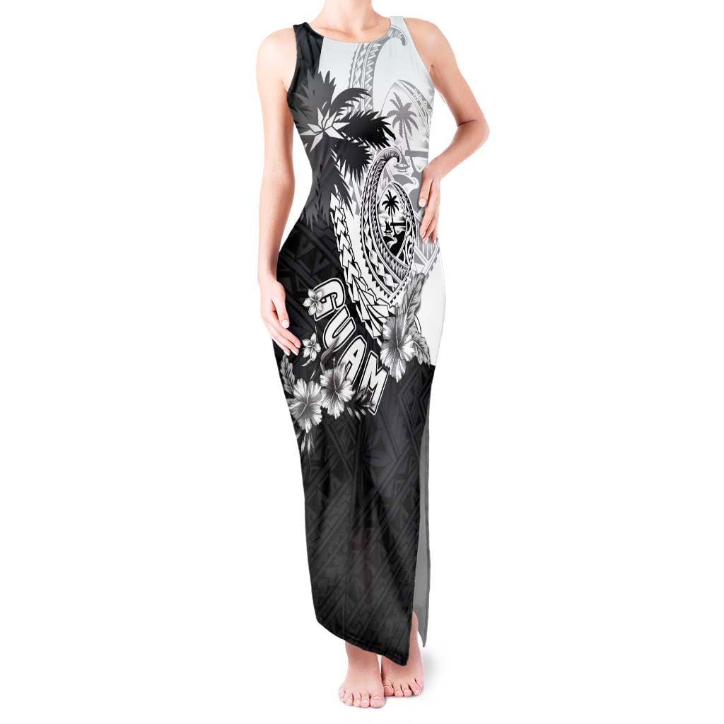 Hafa Adai Guam Tank Maxi Dress Polynesian Palm Tree Tattoo Hibiscus and Plumeria Art