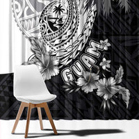 Hafa Adai Guam Window Curtain Polynesian Palm Tree Tattoo Hibiscus and Plumeria Art