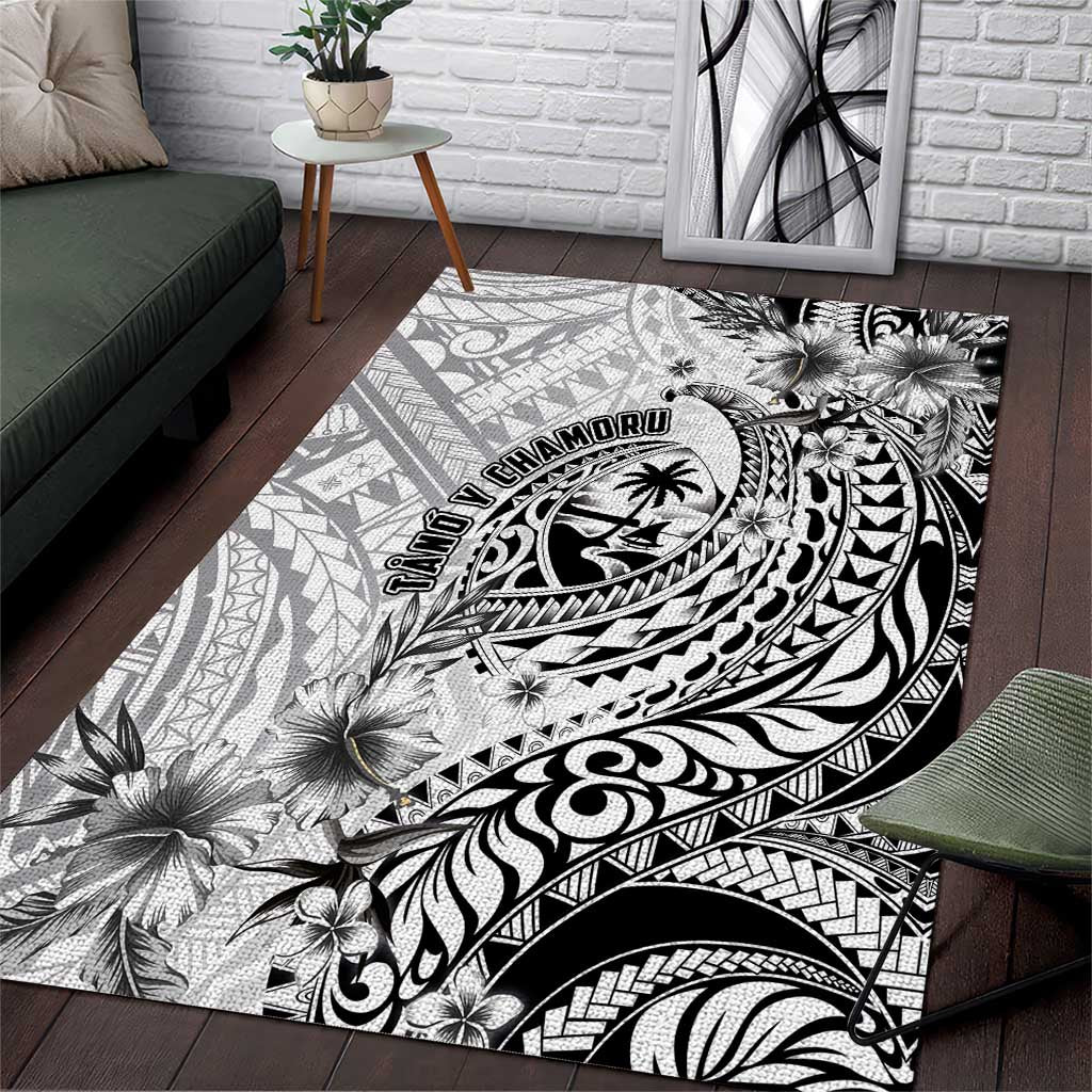 Guam-Land of the Chamorro Area Rug Polynesian Tattoo Style Hibiscus and Plumeria Art