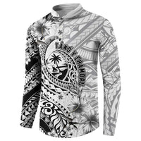 Guam-Land of the Chamorro Button Sweatshirt Polynesian Tattoo Style Hibiscus and Plumeria Art