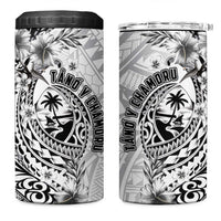 Guam-Land of the Chamorro 4 in 1 Can Cooler Tumbler Polynesian Tattoo Style Hibiscus and Plumeria Art
