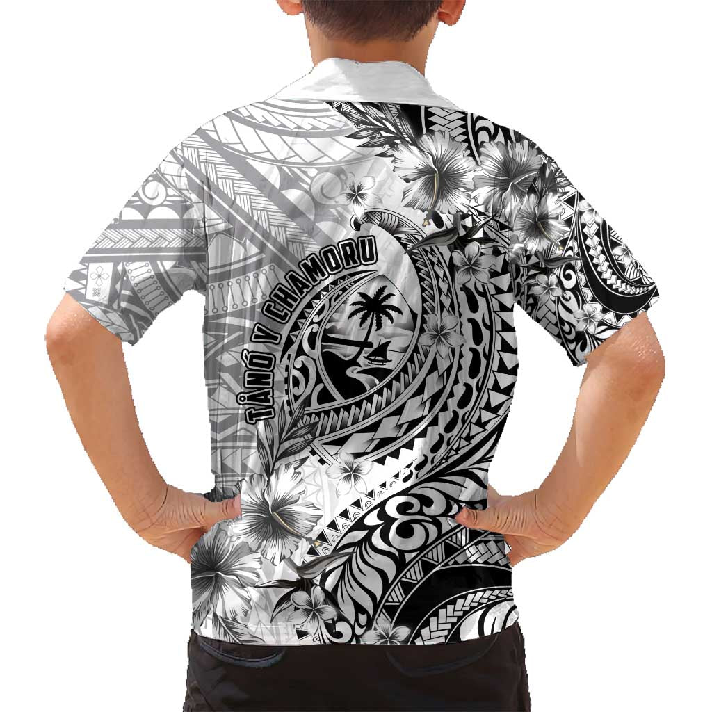 Guam-Land of the Chamorro Family Matching Off Shoulder Maxi Dress and Hawaiian Shirt Polynesian Tattoo Style Hibiscus and Plumeria Art