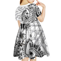 Guam-Land of the Chamorro Kid Short Sleeve Dress Polynesian Tattoo Style Hibiscus and Plumeria Art