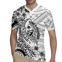 Guam-Land of the Chamorro Rugby Jersey Polynesian Tattoo Style Hibiscus and Plumeria Art