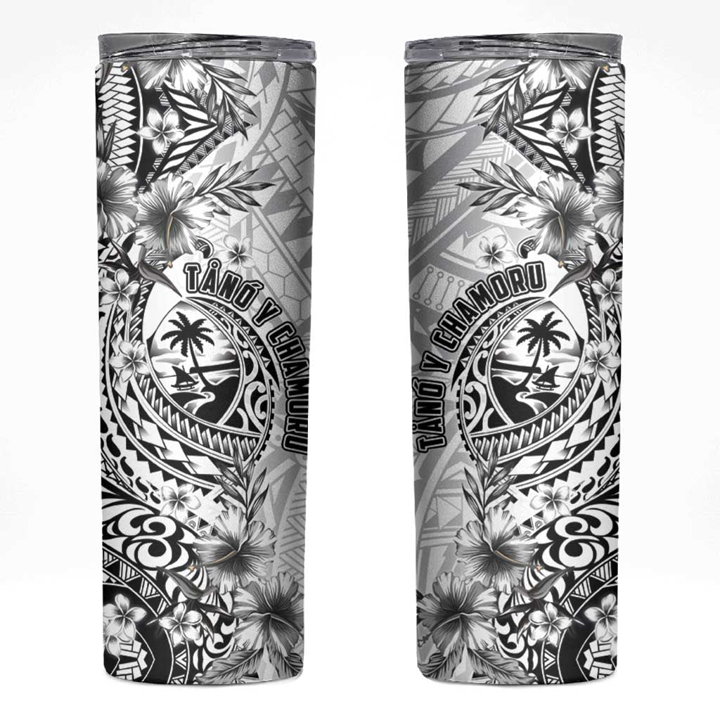 Guam-Land of the Chamorro Skinny Tumbler Polynesian Tattoo Style Hibiscus and Plumeria Art