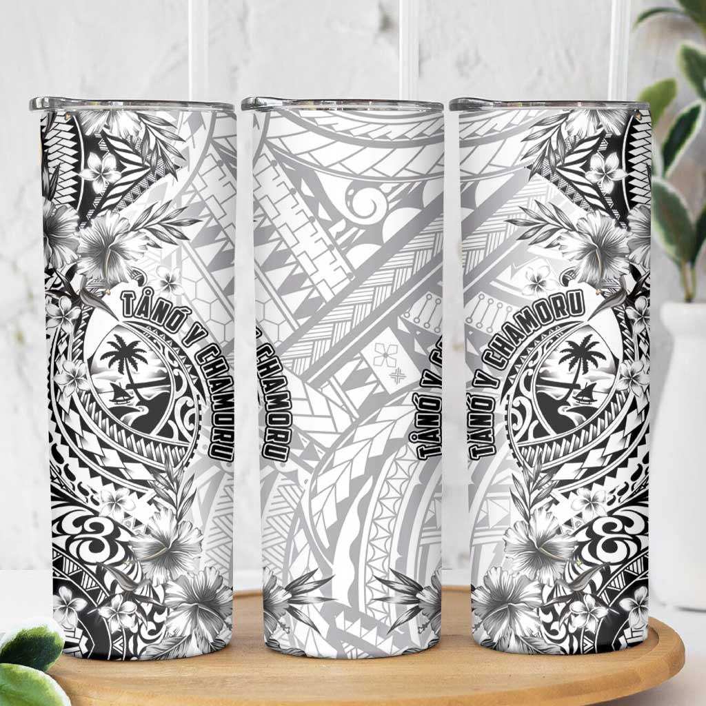 Guam-Land of the Chamorro Skinny Tumbler Polynesian Tattoo Style Hibiscus and Plumeria Art
