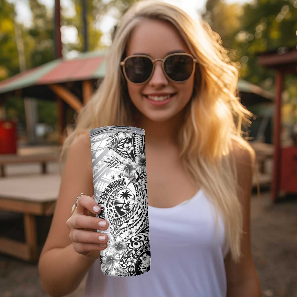 Guam-Land of the Chamorro Skinny Tumbler Polynesian Tattoo Style Hibiscus and Plumeria Art