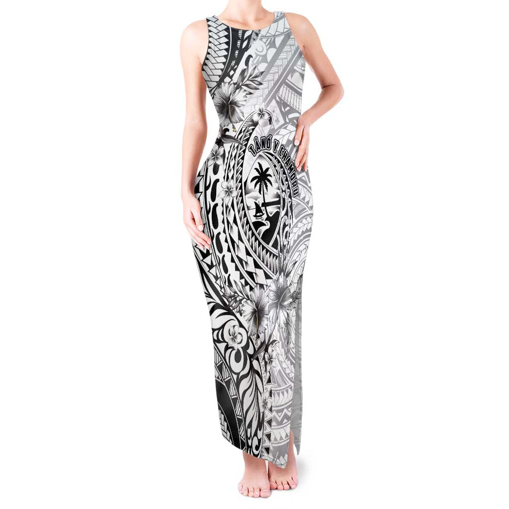 Guam-Land of the Chamorro Tank Maxi Dress Polynesian Tattoo Style Hibiscus and Plumeria Art