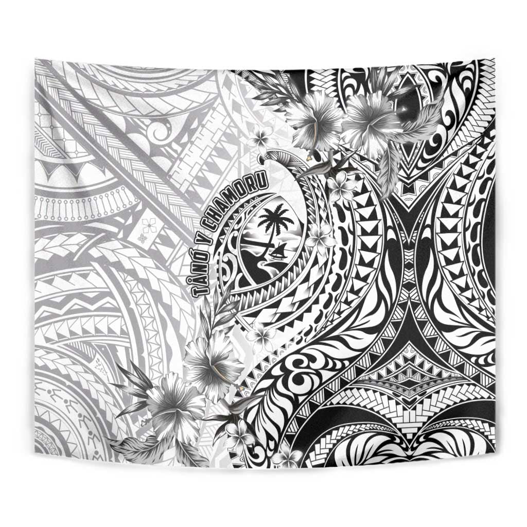 Guam-Land of the Chamorro Tapestry Polynesian Tattoo Style Hibiscus and Plumeria Art