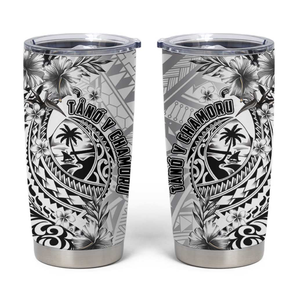 Guam-Land of the Chamorro Tumbler Cup Polynesian Tattoo Style Hibiscus and Plumeria Art