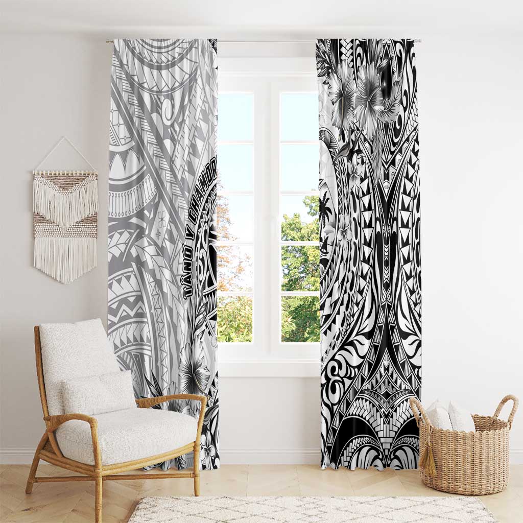 Guam-Land of the Chamorro Window Curtain Polynesian Tattoo Style Hibiscus and Plumeria Art