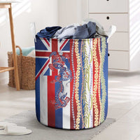 Hawaiian Sea Animals Laundry Basket with Lei and Flag Style LT03 Multicolor - Polynesian Pride