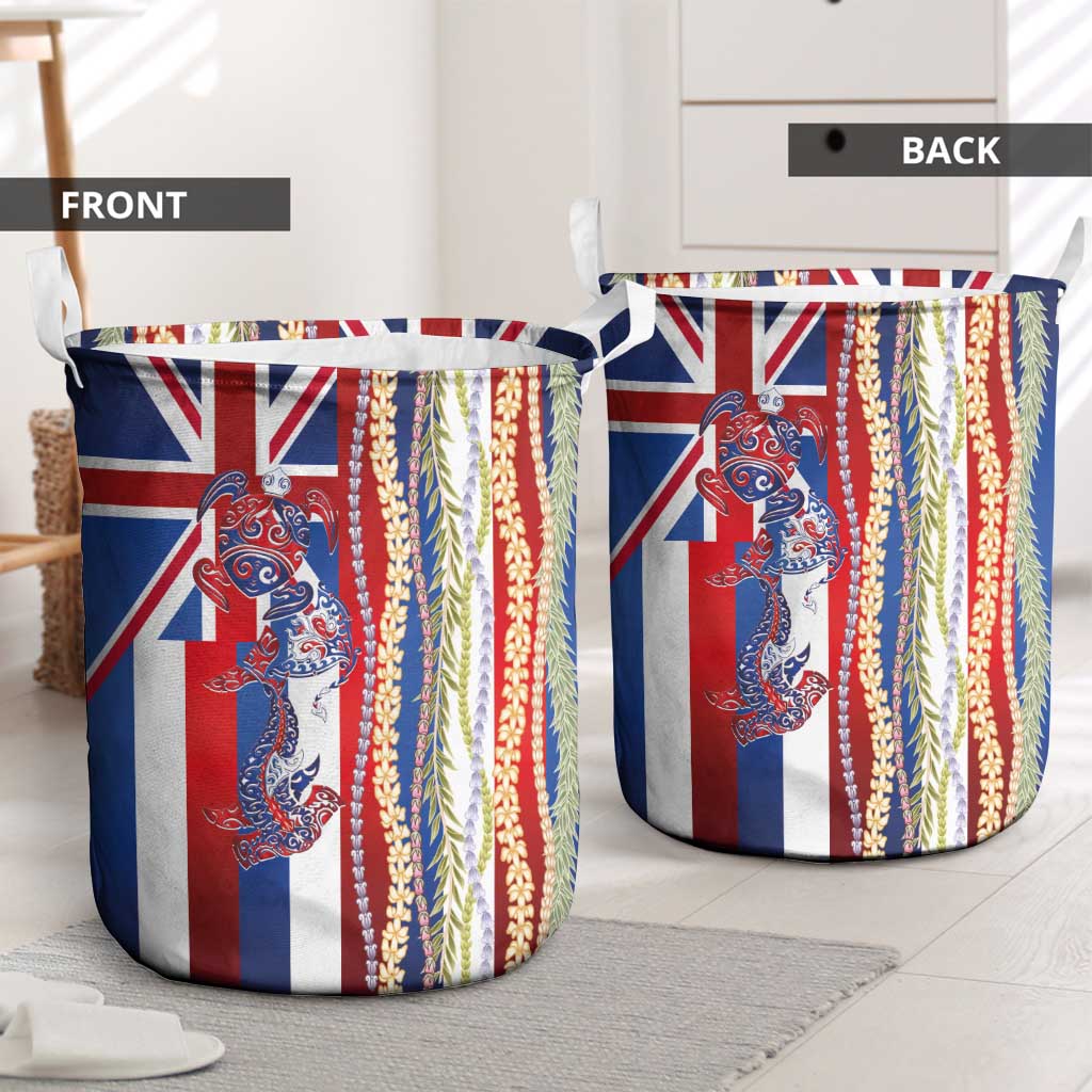 Hawaiian Sea Animals Laundry Basket with Lei and Flag Style LT03 - Polynesian Pride