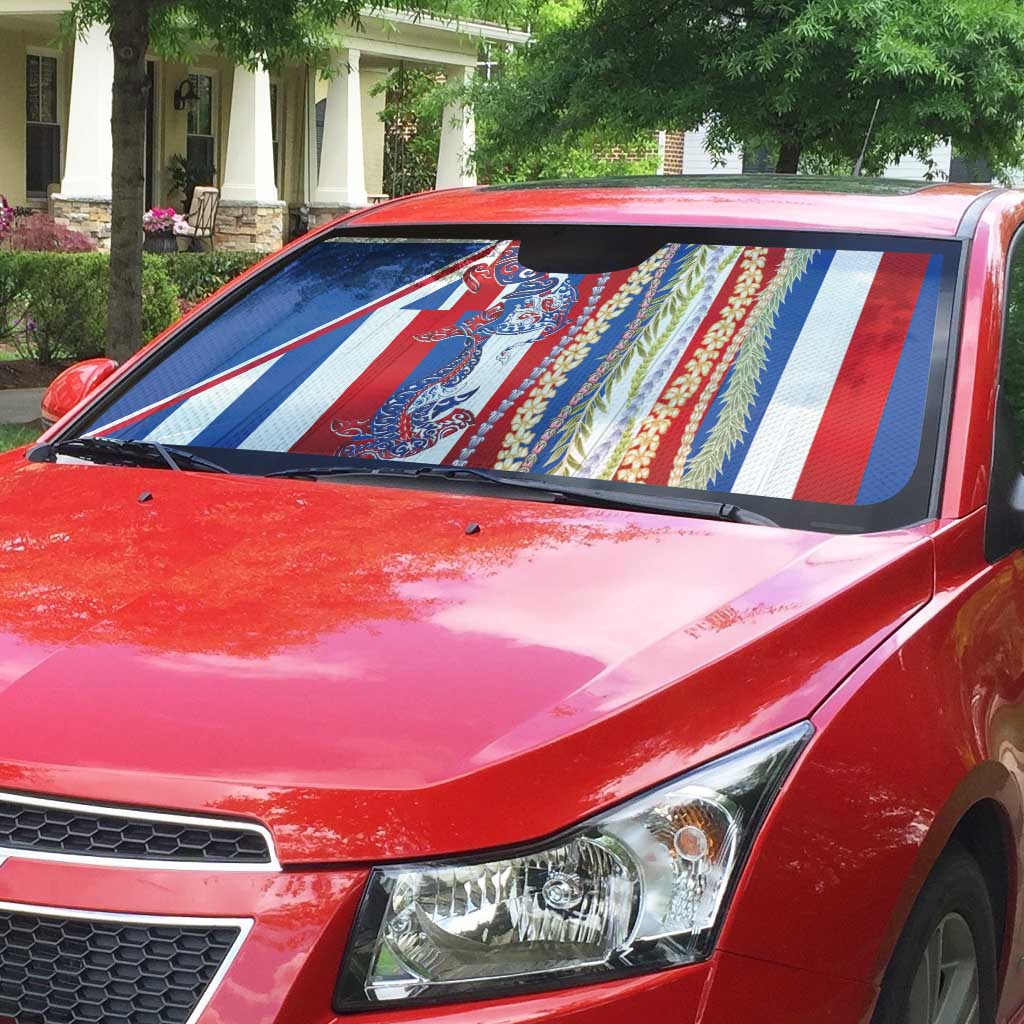 Hawaiian Sea Animals Auto Sun Shade with Lei and Flag Style LT03 - Polynesian Pride