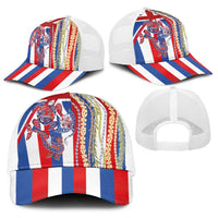 Hawaiian Sea Animals Baseball Net Cap with Lei and Flag Style LT03 - Polynesian Pride