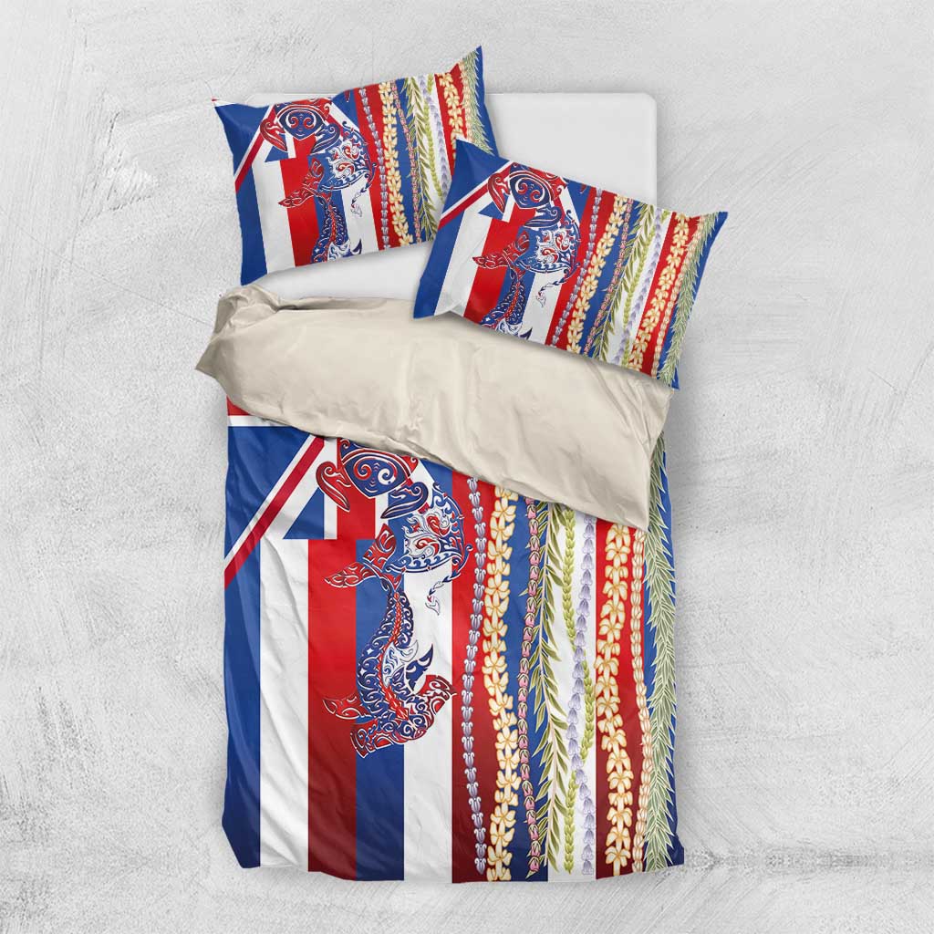 Hawaiian Sea Animals Bedding Set with Lei and Flag Style LT03 US Twin 172cm x 218cm Multicolor - Polynesian Pride