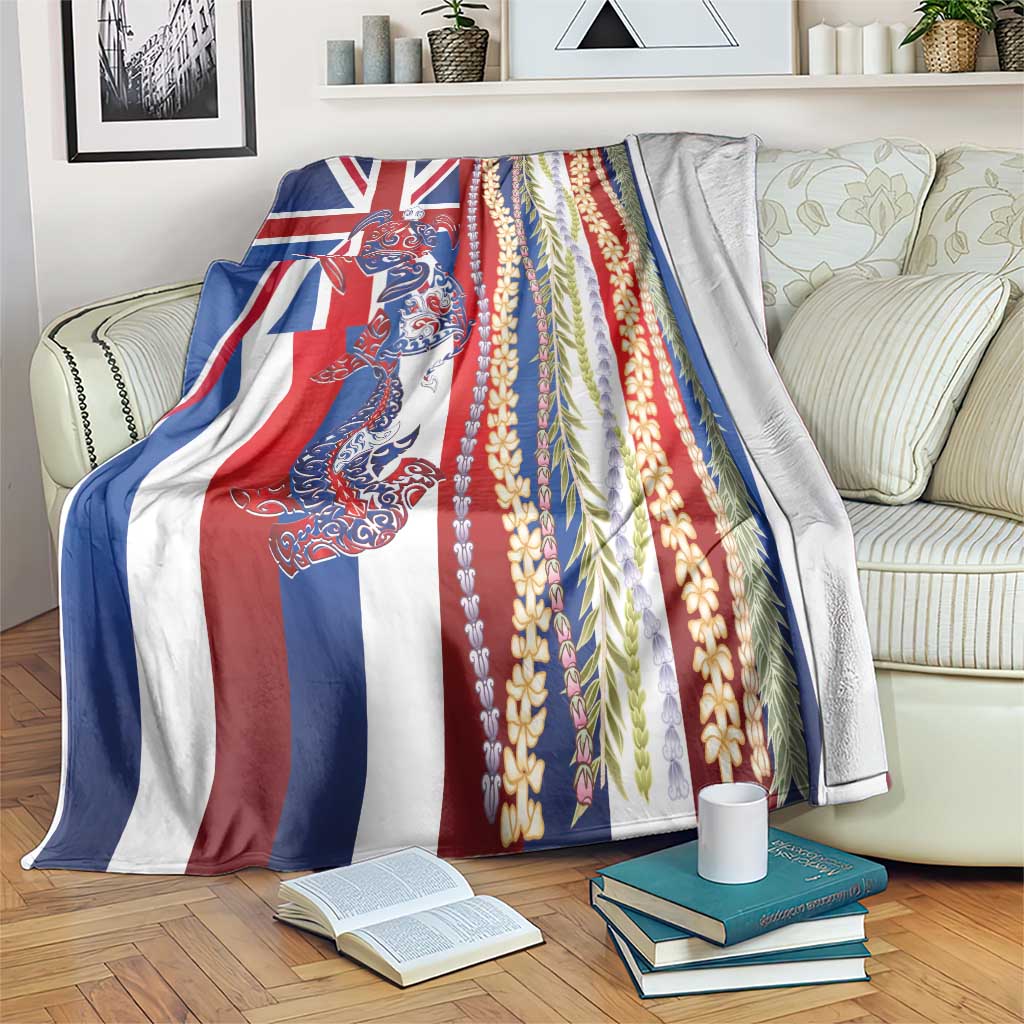 Hawaiian Sea Animals Blanket with Lei and Flag Style LT03 Multicolor - Polynesian Pride