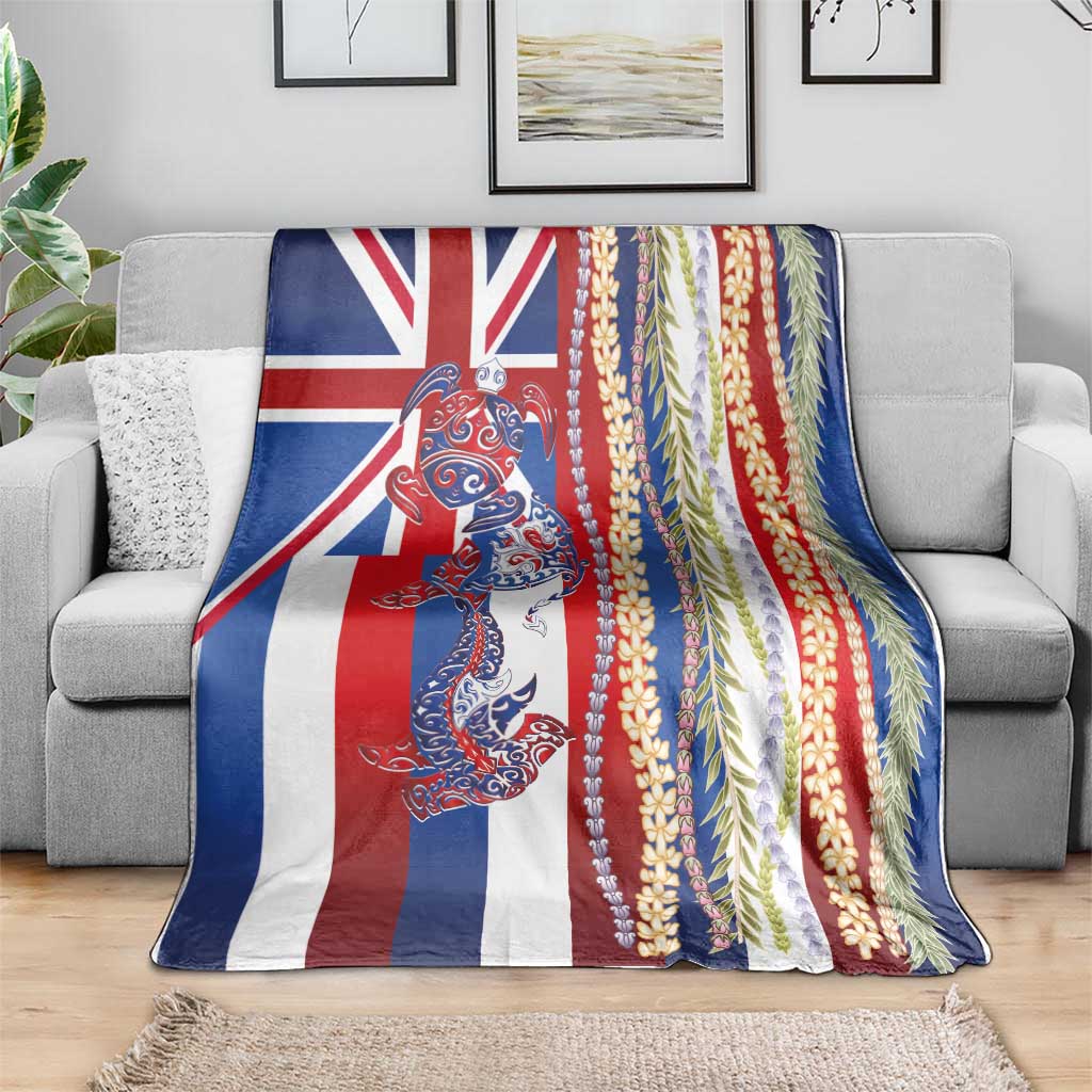 Hawaiian Sea Animals Blanket with Lei and Flag Style LT03 - Polynesian Pride