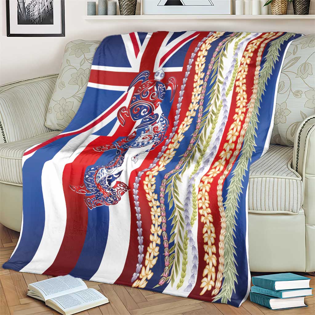 Hawaiian Sea Animals Blanket with Lei and Flag Style LT03 - Polynesian Pride
