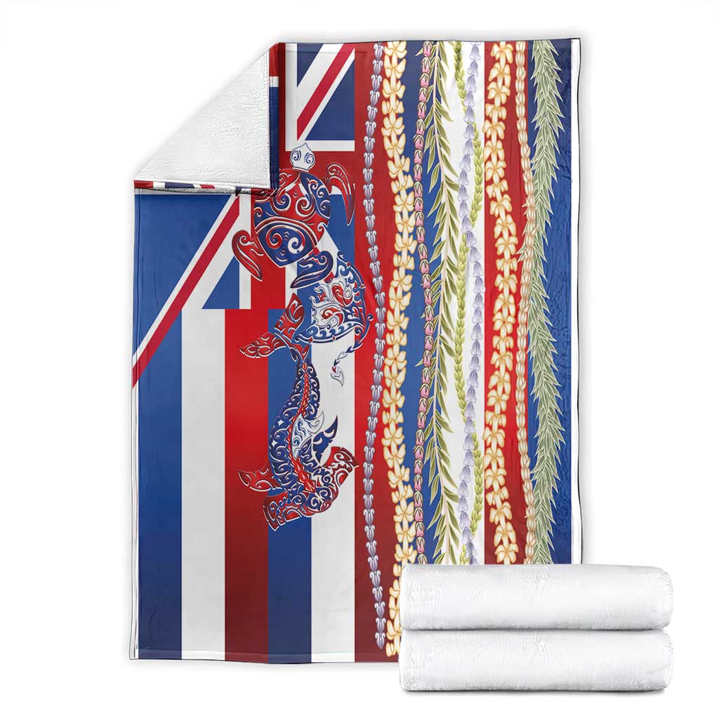Hawaiian Sea Animals Blanket with Lei and Flag Style LT03 - Polynesian Pride