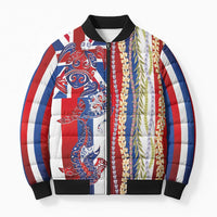 Hawaiian Sea Animals Bomber Puffer Jacket with Lei and Flag Style LT03 Unisex Multicolor - Polynesian Pride