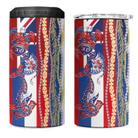 Hawaiian Sea Animals 4 in 1 Can Cooler Tumbler with Lei and Flag Style