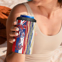 Hawaiian Sea Animals 4 in 1 Can Cooler Tumbler with Lei and Flag Style